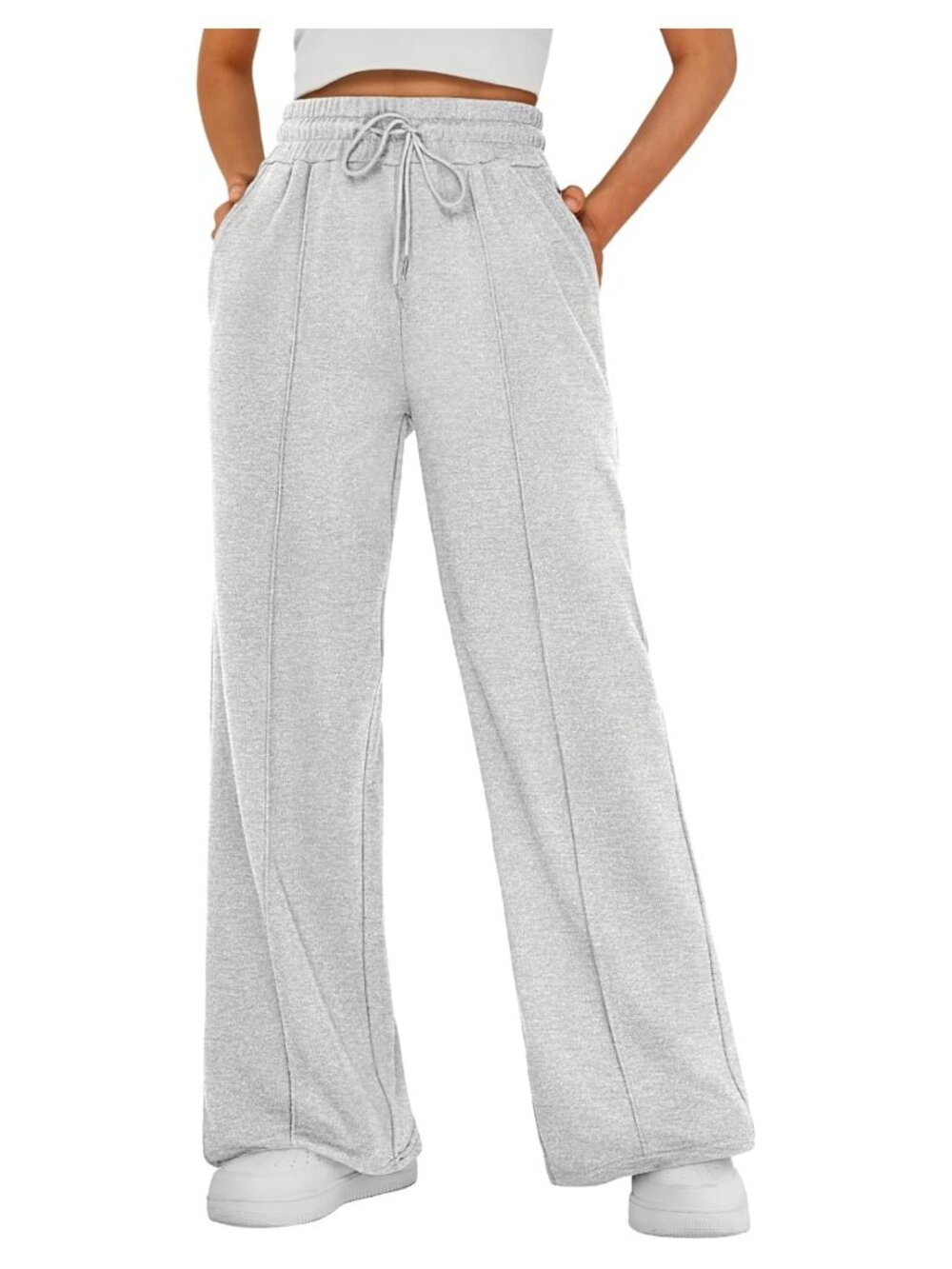 Womens High Rise Wide Leg Sweatpants Drawstring Pockets Fall Lounge